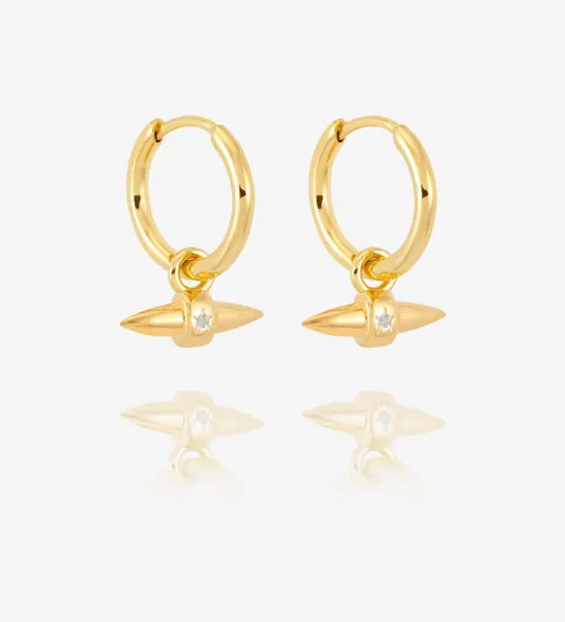 Lucky Star T Bar Huggie Hoop Earrings